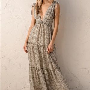 Green floral maxi dress